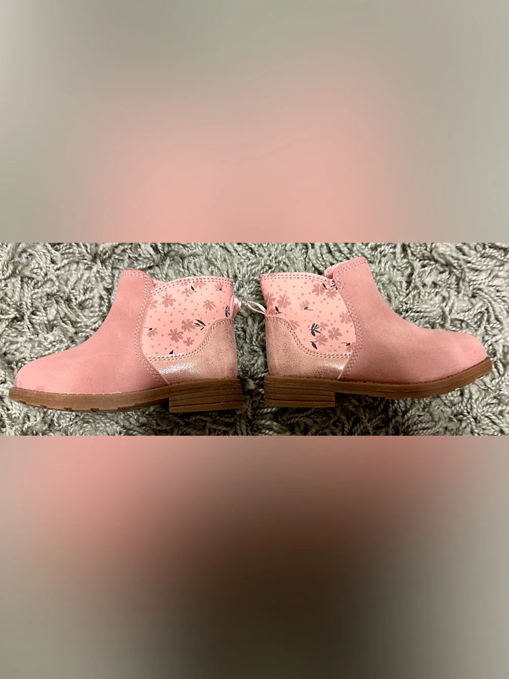 Carter's Pink Floral Suede-Look Ankle Boots Size 6M